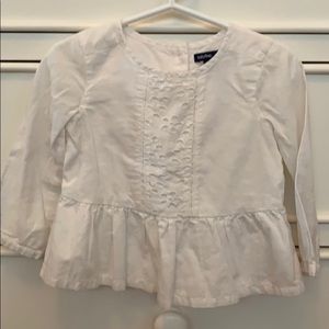 White peplum toddler girl blouse